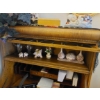 Image 4 : Antique Oak Combination Desk  /  Shelved Cabinet  With Unique Curved Drop  Down Door.  