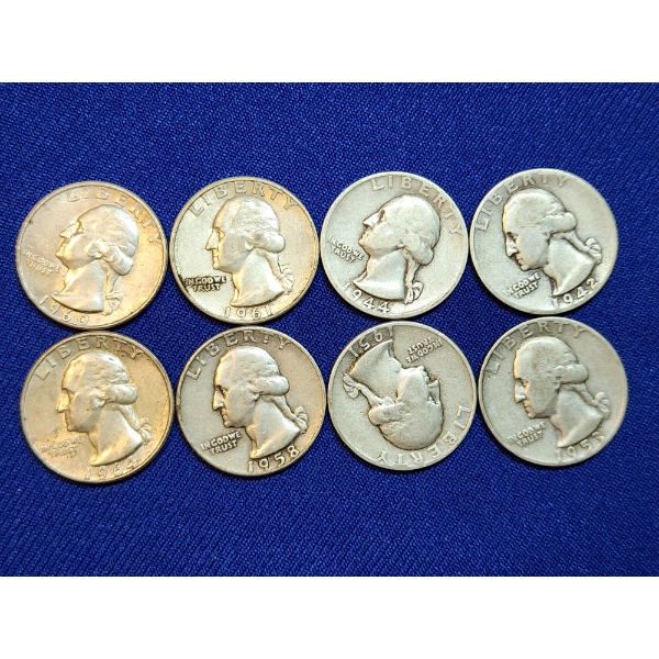 Assorted 90% Silver Washington Quarters - Face Value $2.00