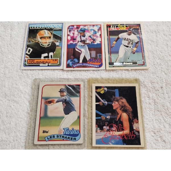 Lot of Assorted Trading Cards (5 Total) - ft. Barry Bonds and Darryl Strawberry
