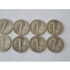 Image 6 : x10 Assorted Years & Mint Marks U.S. 90% Silver Mercury Dimes FV: $1.00