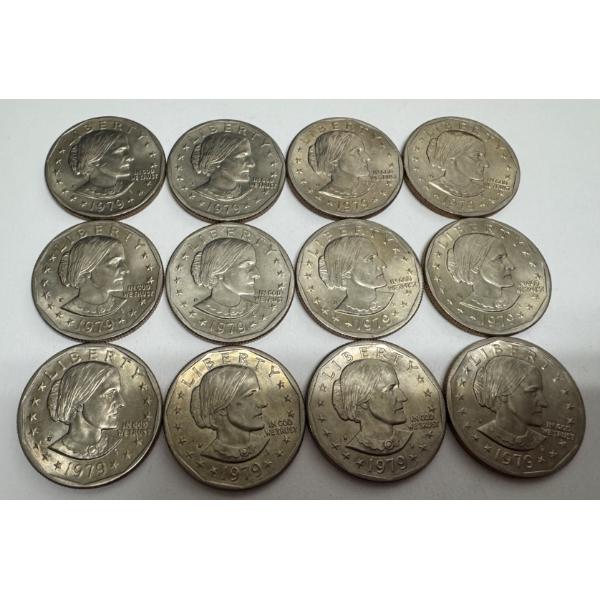 1979-P Susan B. Anthony Dollar Coins- $12.00 Face Value- Wonderful Condition