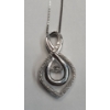 Image 3 : Women's Sterling Silver 18" Necklace With Diamond Teardrop Pendant - Weight: 4.1g