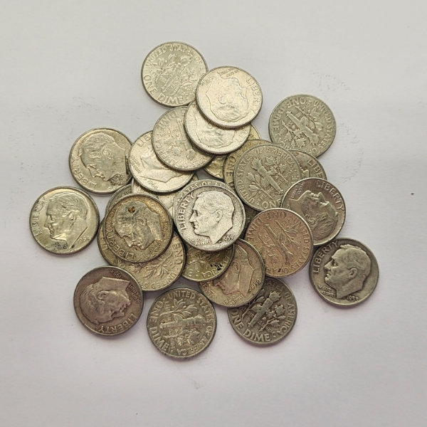 $2.90 Face Value of Assorted Years U.S. Roosevelt 90% Silver Dimes