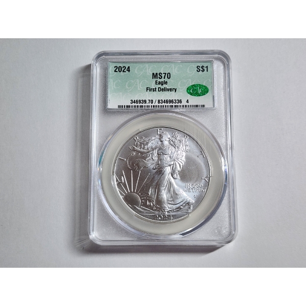 2024 Silver American Eagle 1 oz .999 Fine Silver First Delivery MS 70