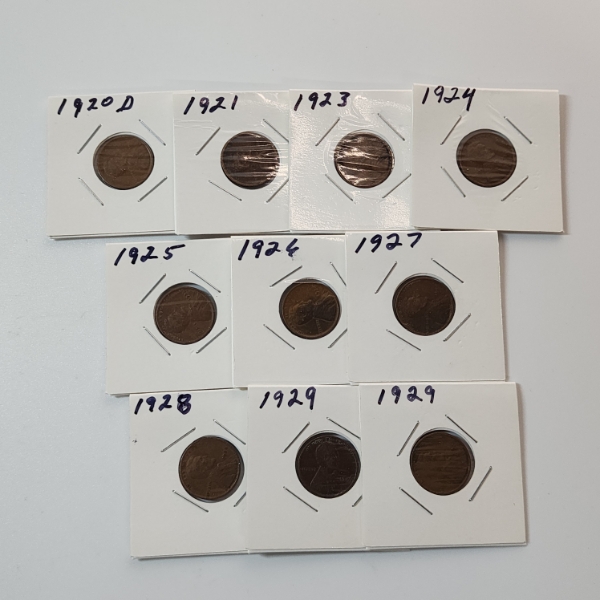 Lot of 10 Assorted Lincoln Wheat Cents
