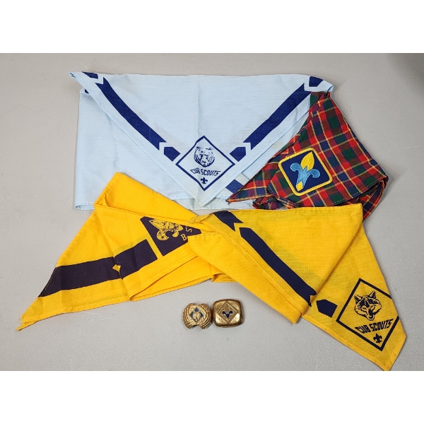 Assorted Vintage Boy Scouts of America Neckerchiefs and Neckerchief Slides