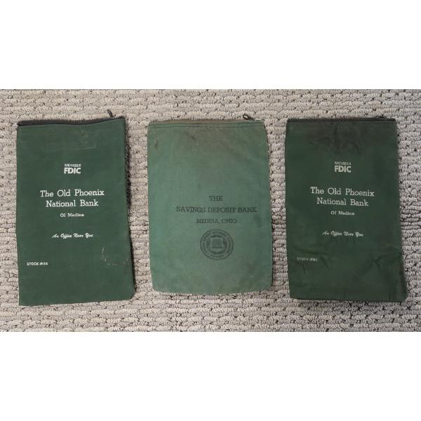 Three Vintage 11'' Zippered Bank Bags