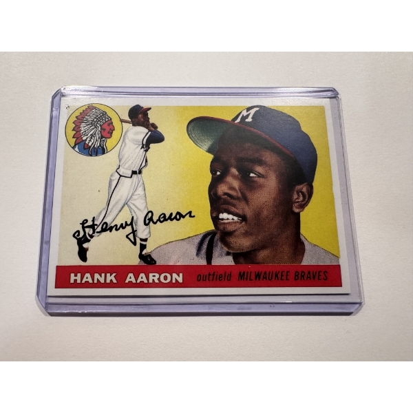 1955 Hank Arron Atlanta Braves  Archive Baseball Card In Protective Holder - Mint Condition