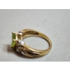 Image 4 : 14K Gold Ring with Peridot Teardrop Stone - Size 8 - Total Weight 4.2g