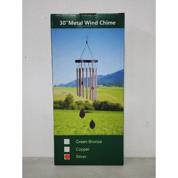 HEAVY DUTY NEW IN BOX 30" Silver Metal Wind Chime ~ Weather Resistant Material With Amazing Sound!
