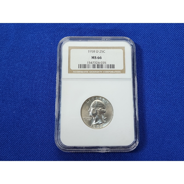 NGC MS 66 1958-D Silver Washington Quarter