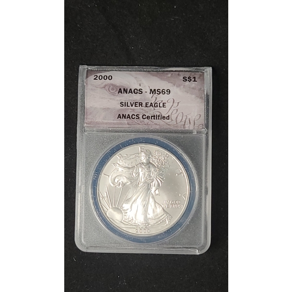 ANACS 2000 MS69 1 oz 999 Fine Silver American Eagle