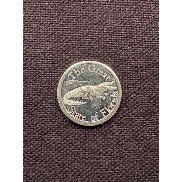 Rare One Gram .999 Fine Silver Round - "The Great State of Florida" - Gator - Mint Condition