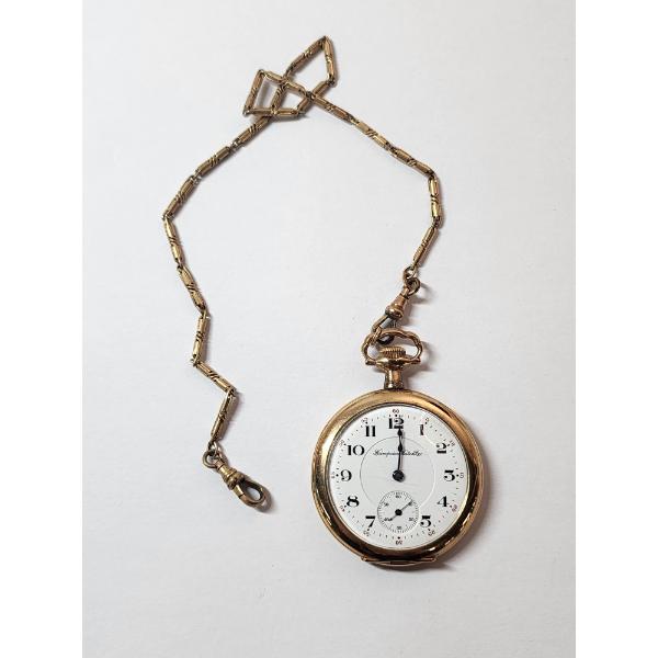 Gold-Filled Hampden Watch Co. 17 Jewel Pocket Watch and Chain