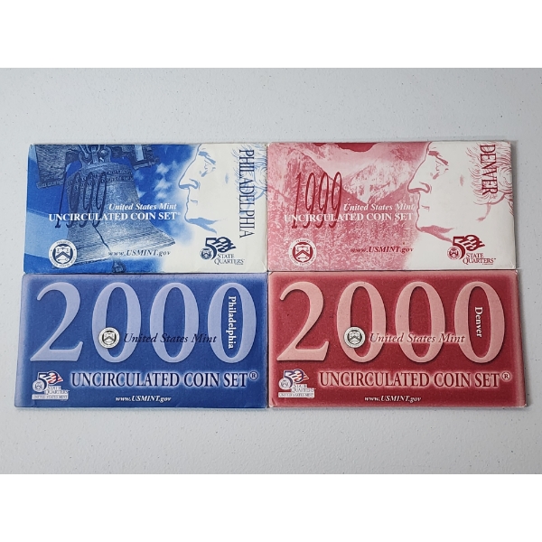 2000 & 1999 P&D United States Mint Uncirculated Coin Sets In Original Packaging