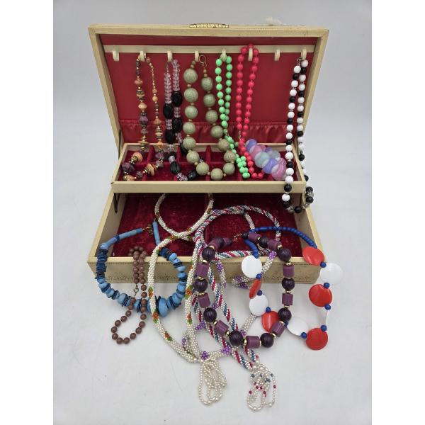 Vintage 12''x8'' Jewelry Box With Costume Pieces