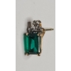 Image 6 : 10K Gold 7.5" Chevron Link Tennis Bracelet & Single 10K Gold Emerald/Diamond Earring - Weight: 3.6g