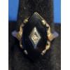 Image 2 : Vintage 10K Marquise-Cut Black Onyx And Diamond Ring - Size 6 - Weight: 3.1g