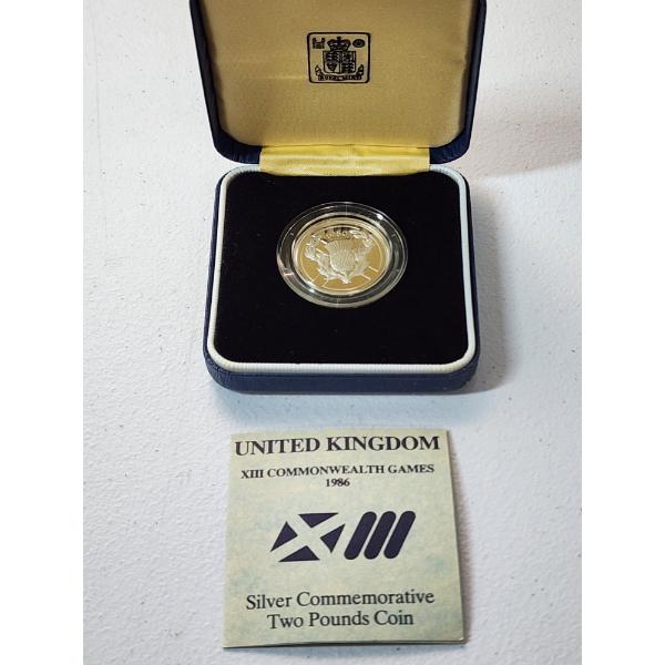 1986 United Kingdon XIII Commonwealth Games Sterling Silver Commemorative Coin - 16.3g