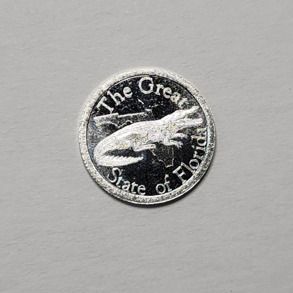 "The Great State of Florida" Gold Silver Naples: Gator 1 Gram .999 Fine Silver Round