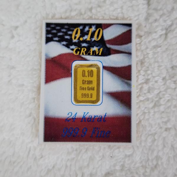 24 Karat 999.9 FINE GOLD 0.10 Gram Bar in Patriotic Card