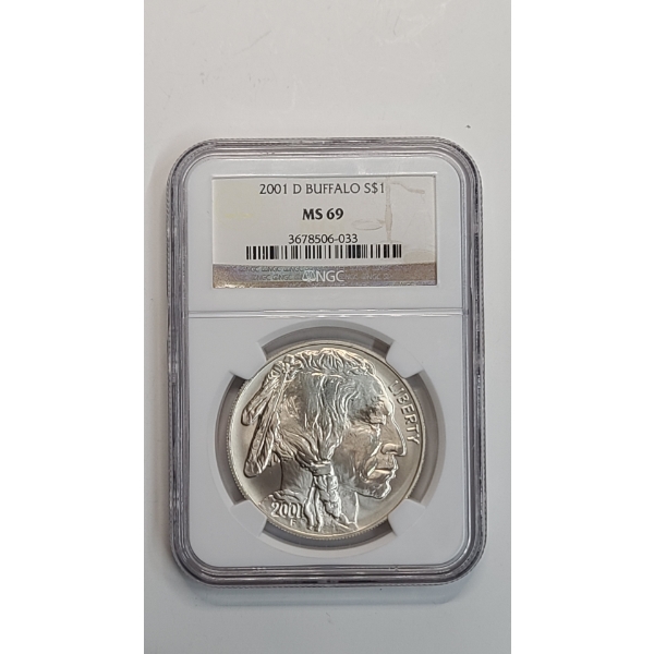 NGC 2001-D MS 69 U.S Mint American Buffalo 90% Silver Dollar