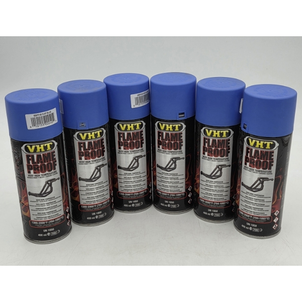 Six Brand New 13.5oz VHT Flame Proof High Temp Spray Paint In Flat Blue