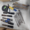 Image 1 : Misc Group Of Tools - Chisels, Drill Bits, Punches & Tape Measure 