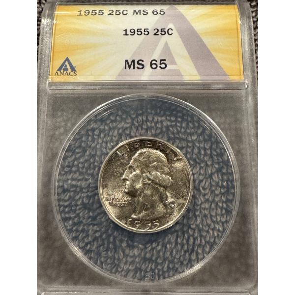 1955 United States Washington Quarter - ANACS MS 65 - Incredible Coin
