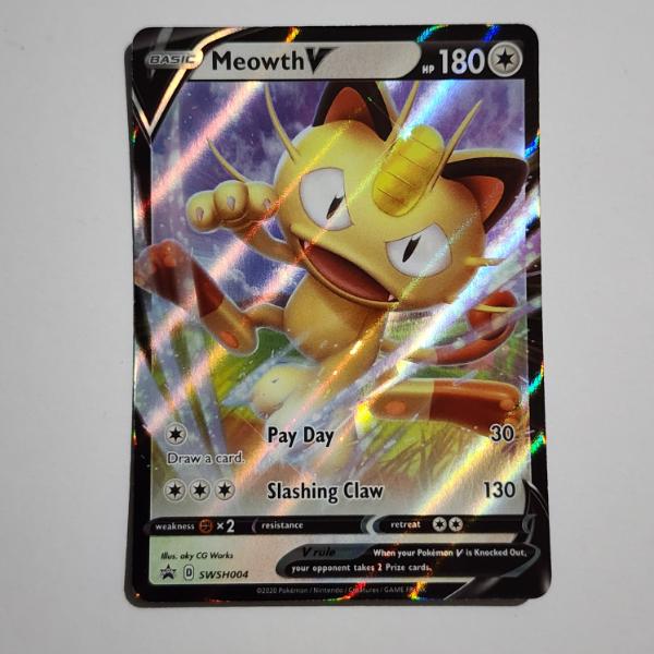 Meowth V SWSH004 Black Star Promo Holo Rare Pokemon Trading Card