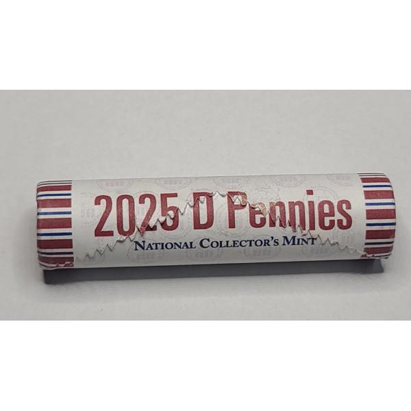 National Collector's Mint Wrapped Roll Of Uncirculated 2025-D Lincoln Shield Cents - FV: $0.50