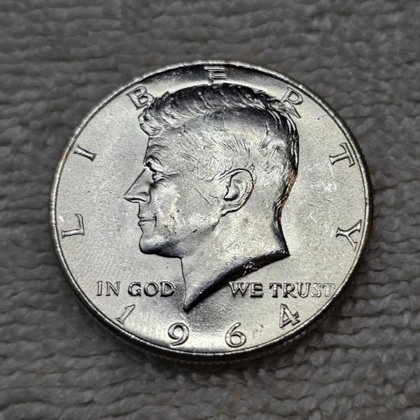 90% Silver 1964 United States Kennedy Half-Dollar FV: $.50