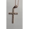 Image 3 : 10K Rose Gold 20" Cross Necklace With Diamonds - Weight: 2.2g