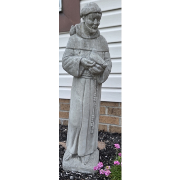 Louisville Home Pickup - Outdoor Concrete Religous Statue Of A 30" Tall Monk - Excellent