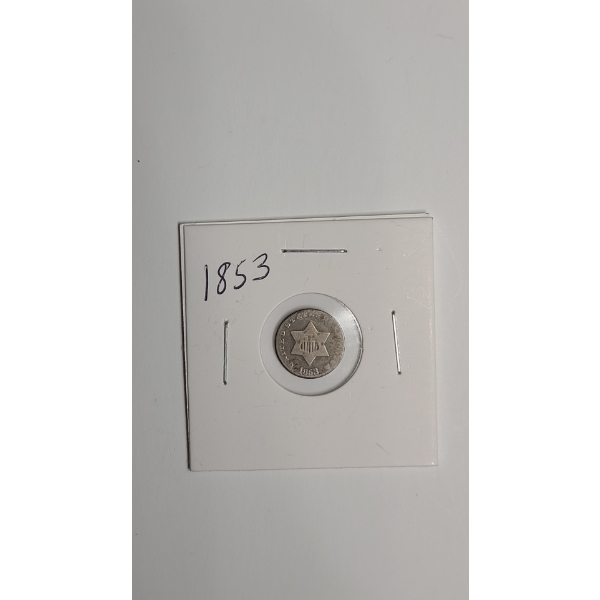 1853 United States Three-Cent 75% Silver Coin