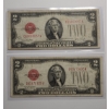 Image 1 : (2) United States Series 1928 G Red Seal $2 Bank Notes - Worn - Face Value: $4.00