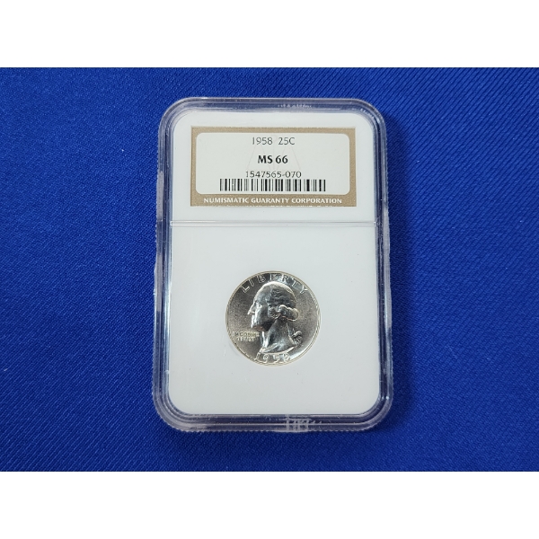NGC MS 66 1958 Silver Washington Quarter