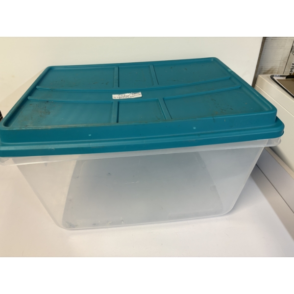Storage Tote with Blue Lid