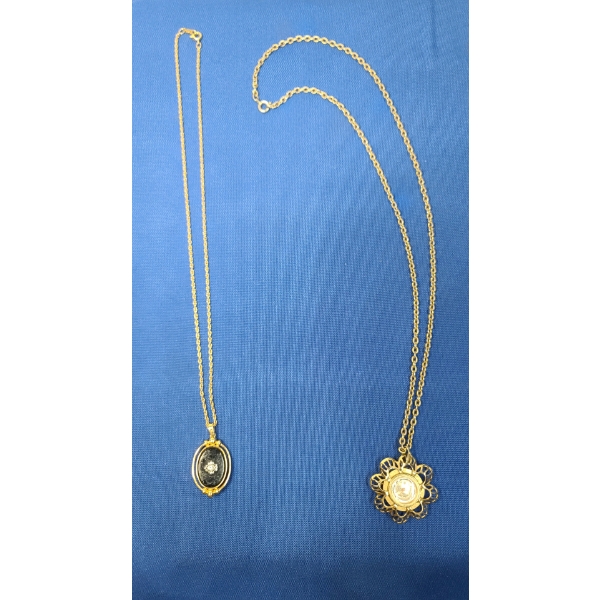 Vintage Avon Two Sided Reversible Necklace & Vintage Swiss Made Welsbro 17 Jewels Watch Pendant