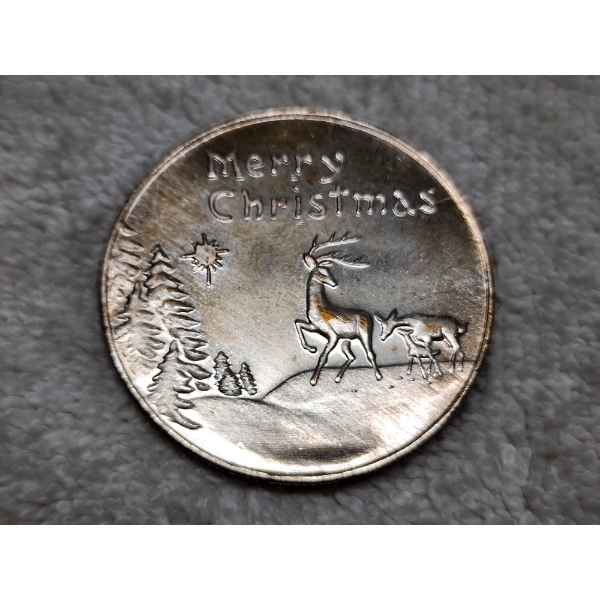 1 Troy Ounce Merry Christmas Reindeer Scene Round - "For Someone Special" 