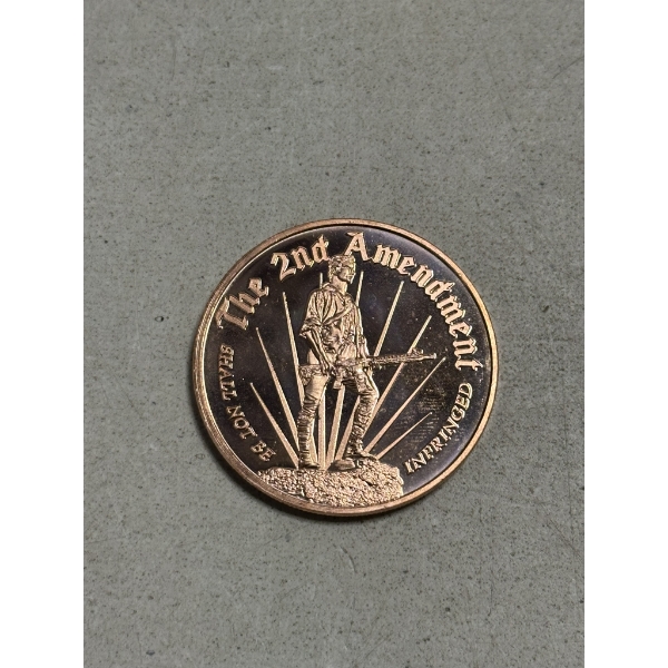 The 2nd Amendment Militia Man 1 AVDP oz .999 Copper Round