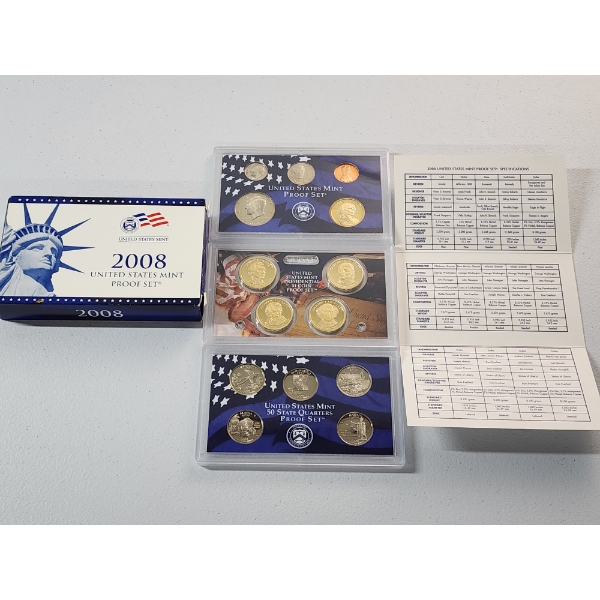 2008 United States Mint 14-Coin Proof Set in Original Packaging w/ CoA