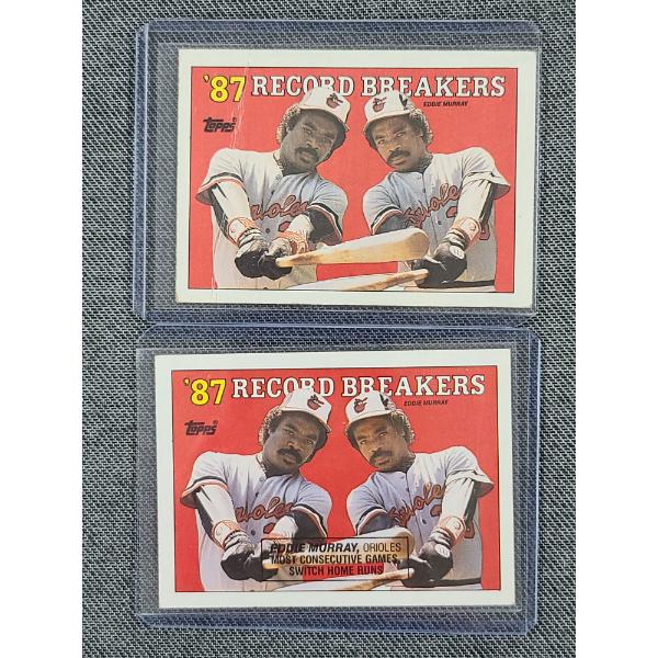 Two 1988 Topps #4 Eddie Murray Trading Cards INCLUDING AN ERROR! See the Difference!
