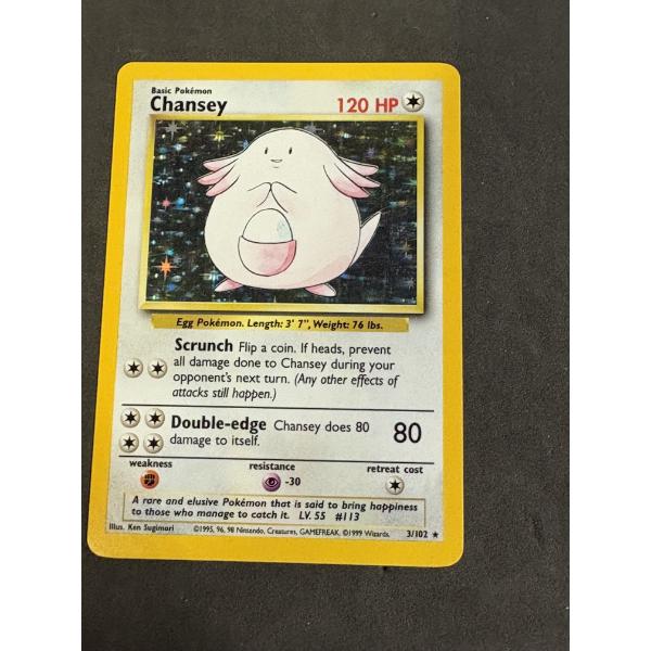 Chansey 3/102 Rare Holo Pokémon Trading Card - Vintage 1995