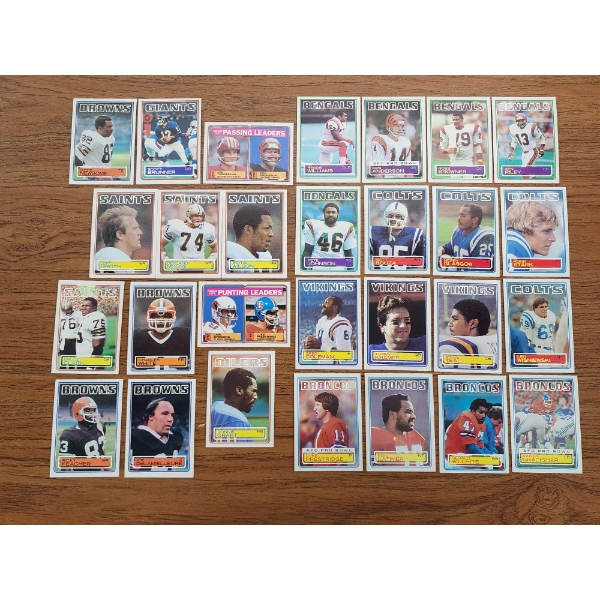 Lot of (28) Assorted Football Cards in Excellent Condition - Browns, Bengals, Saints, Broncos & More
