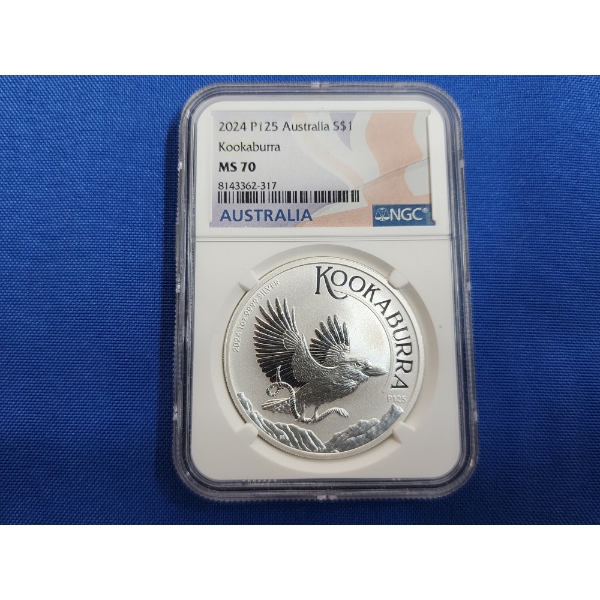 2024 P125 Australia Kookaburra $1 Coin NCG MS 70 1 oz .9999 Silver 