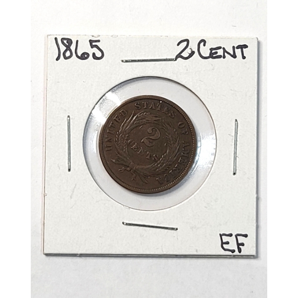 United States 1865 Two Cent Piece - Extra Fine