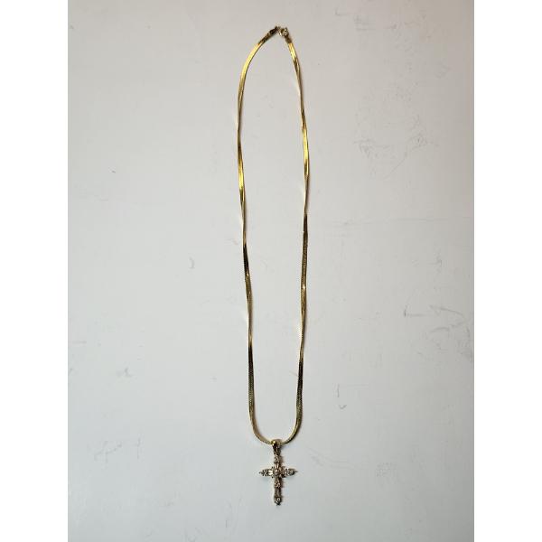 Sterling Silver, Gold Plated 18in Necklace with Cross