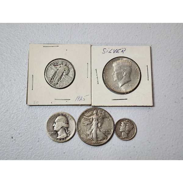 Collection of 90% U.S. Silver Coins Including: Dime, Half Dollar, & Quarters FV: $1.60
