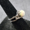 Image 2 : ABSOLUTELY GORGEOUS 14K WHITE GOLD RING FEATURING STUNNING OPAL & DIAMONDS ~ Weighs 5.2 Grams